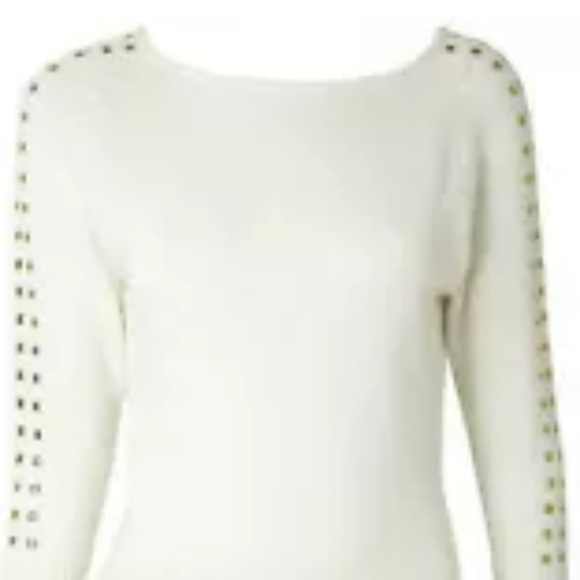 Arden B White knit sweater Studded Sleeves New S - Picture 3 of 4